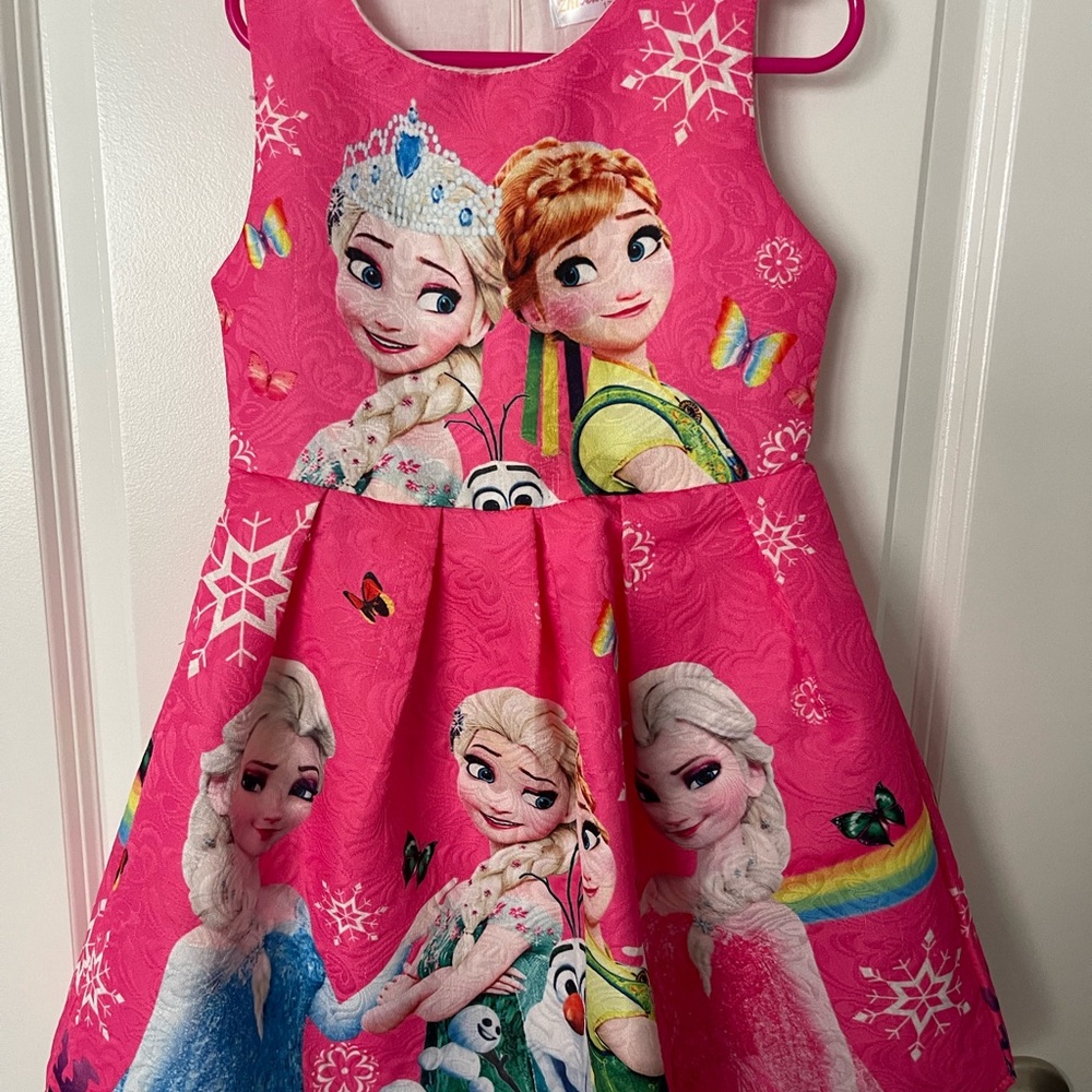 Pink Frozen Anna and Elsa Dress, size 120 (3-4)
